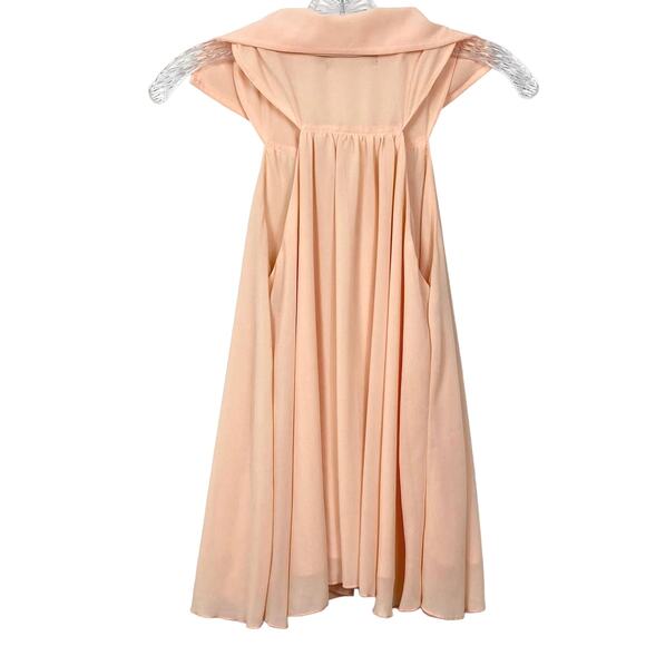 NWOT MINKPINK Top M Peach Sailor Collar Button Up Chiffon Sleeveless Lined Flowy - Picture 2 of 5